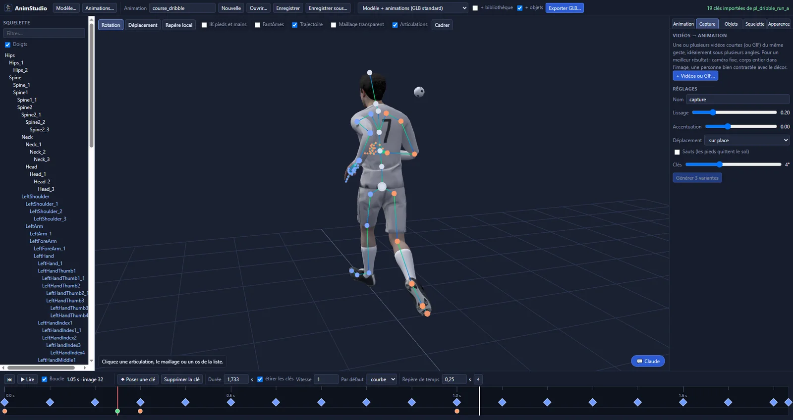 AnimStudio : le joueur numéro 7 vu de dos, en pleine course